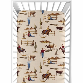 Wild West Cowboy Collection Fitted Crib Sheet - Cowboy Print