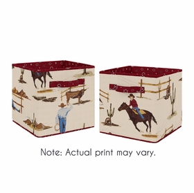 Wild West Cowboy Collection Foldable Fabric Storage Bins - Set of 2