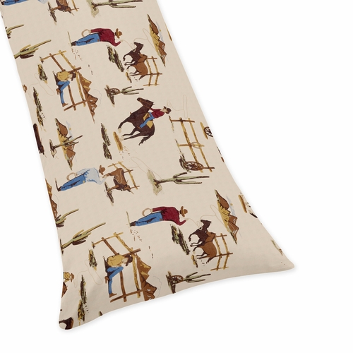 Wild West Cowboy Collection Horse Print Full Length Body Pillow Cover