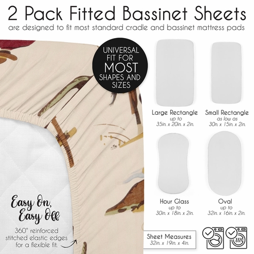 Wild West Cowboy Collection - Horseshoe Print 2 Pack Baby Bassinet Fitted Sheets - alt image 5