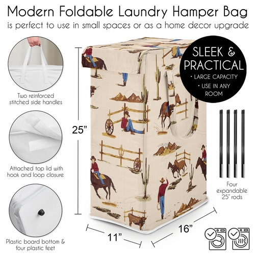 Wild West Cowboy Collection Laundry Hamper with Handles - alt image 4