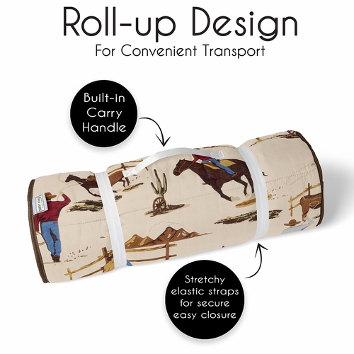 Wild West Cowboy Collection Lightweight Toddler Nap Mat with Pillow - alt image 4