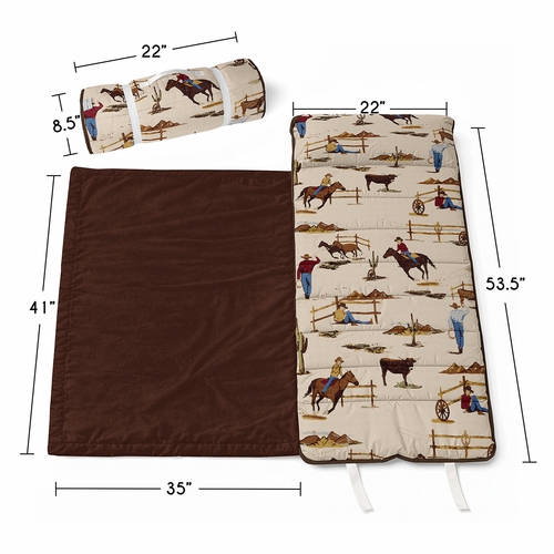 Wild West Cowboy Collection Lightweight Toddler Nap Mat with Pillow - alt image 2