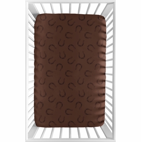 Wild West Cowboy Collection Mini Crib Sheet - Horseshoe Print
