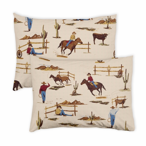 Wild West Cowboy Collection Pillow Sham Covers - 2 Pack Set