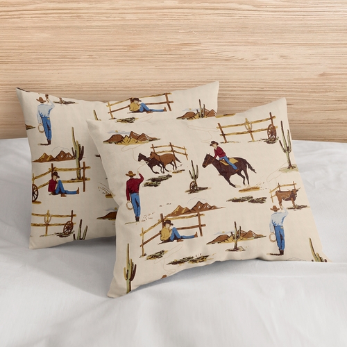 Wild West Cowboy Collection Pillow Sham Covers - 2 Pack Set - alt image 1