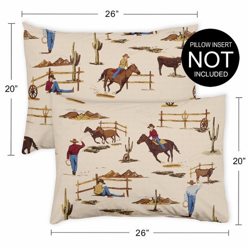 Wild West Cowboy Collection Pillow Sham Covers - 2 Pack Set - alt image 2