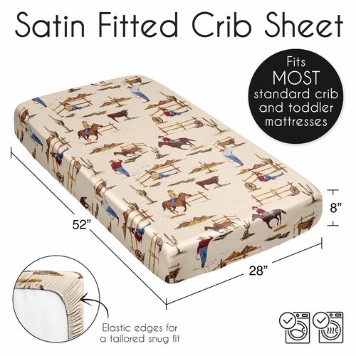 Wild West Cowboy Collection Satin Fitted Crib Sheet - alt image 5