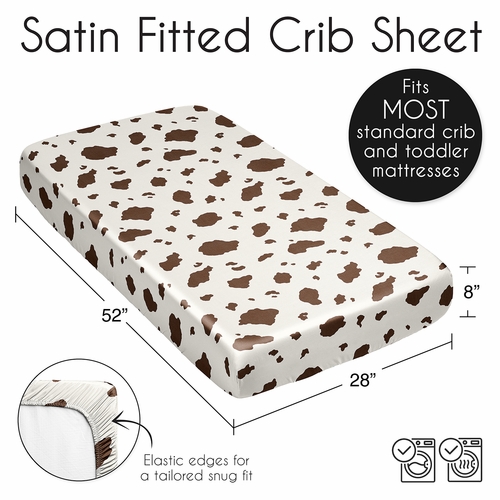 Wild West Cowboy Collection Satin Fitted Crib Sheet - Cow Print - alt image 5
