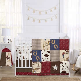 Wild West Cowboy Collection Sweet Jojo Designs 6 Piece Crib Bedding + BreathableBaby Breathable Mesh Liner  - Cow Print