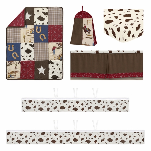 Wild West Cowboy Collection Sweet Jojo Designs 6 Piece Crib Bedding + BreathableBaby Breathable Mesh Liner  - Cow Print - alt image 1