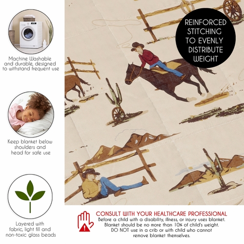 Wild West Cowboy Collection Toddler 5lbs Weighted Blanket for Kids - alt image 5