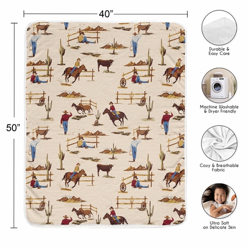 Wild West Cowboy Collection Toddler Blanket Baby Swaddle - alt image 2