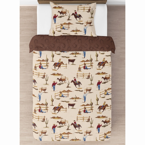 Wild West Cowboy Collection Twin Bedding - Horseshoe Print - alt image 2