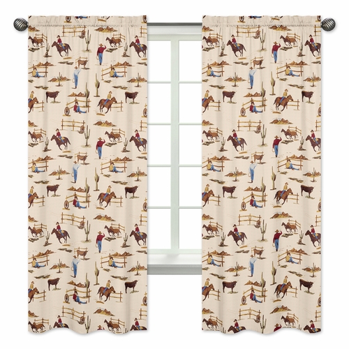 Wild West Cowboy Print Window Panels - Set of 2