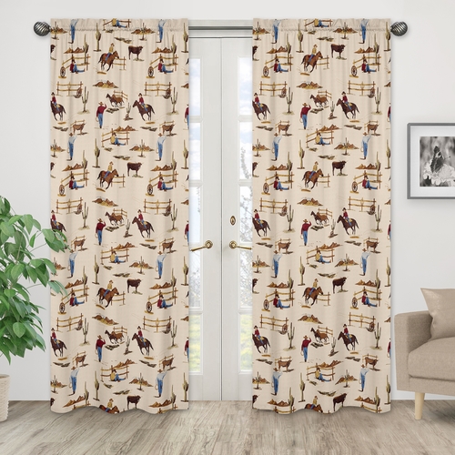 Wild West Cowboy Print Window Panels - Set of 2 - alt image 1