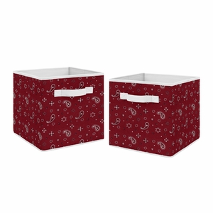 Wild West Cowboy Red Bandana Collection Foldable Fabric Storage Bins