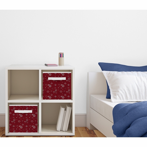 Wild West Cowboy Red Bandana Collection Foldable Fabric Storage Bins - alt image 1
