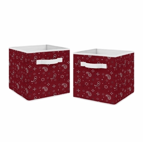 Wild West Cowboy Red Bandana Collection Foldable Fabric Storage Bins
