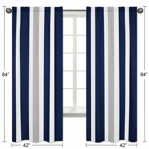 Window Panels for Stripe Navy and Gray Collection - Set of 2 - alt image 4