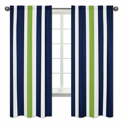 Window Panels for Stripe Navy and Lime Collection  - Set of 2