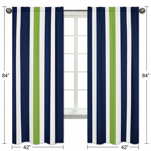 Window Panels for Stripe Navy and Lime Collection  - Set of 2 - alt image 4
