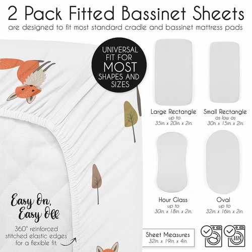 Woodland Animal Pals Collection 2 Pack Baby Bassinet Fitted Sheets - alt image 5