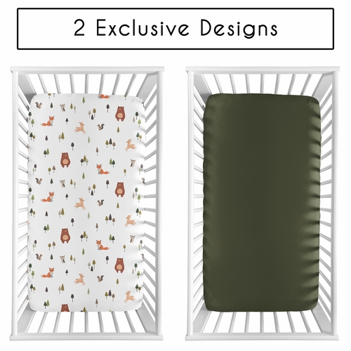 Woodland Animal Pals Collection 2 Pack Crib Sheets - alt image 1