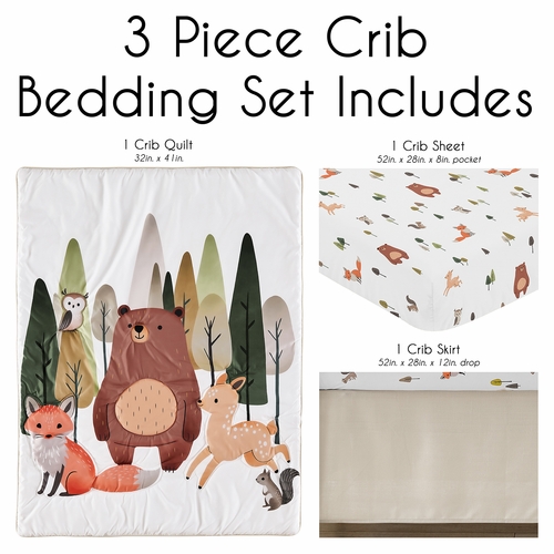 Woodland Animal Pals Collection 3 Piece Crib Bedding - alt image 1
