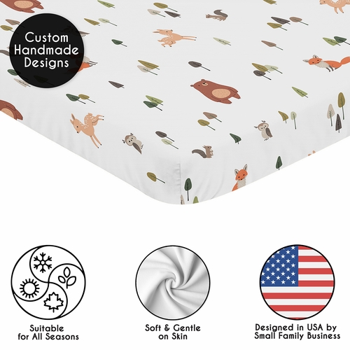 Woodland Animal Pals Collection Mini Crib Sheet - alt image 1