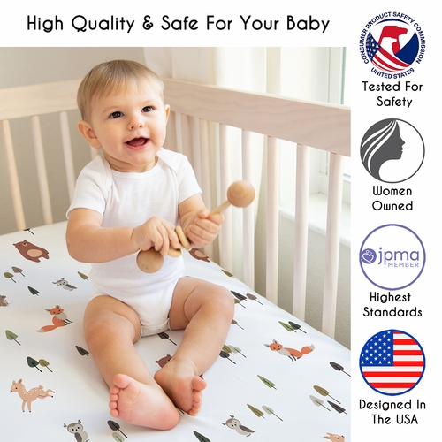 Woodland Animal Pals Collection Mini Crib Sheet - alt image 2