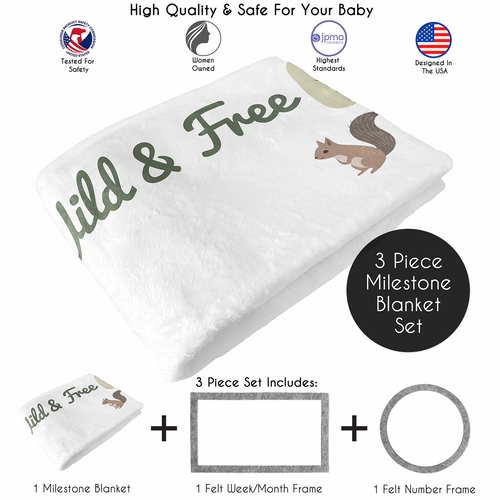 Woodland Animal Pals Collection Monthly Milestone Baby Blanket - alt image 1