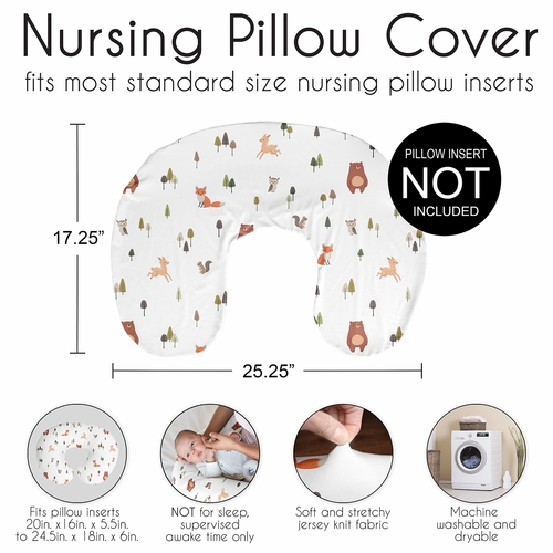 Woodland Animal Pals Collection Nursing Breastfeeding Pillow Cover - alt image 5
