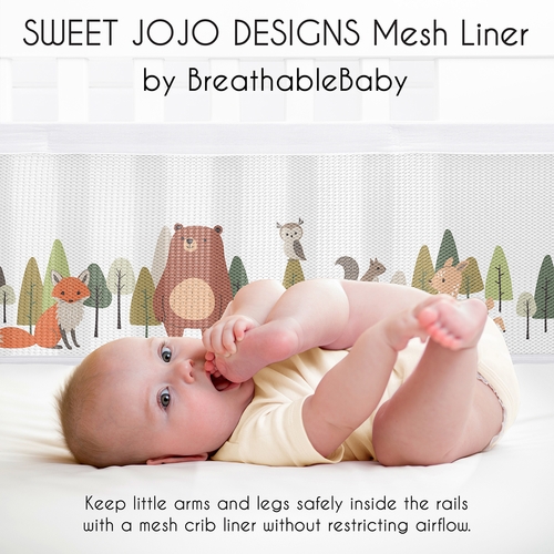 Woodland Animal Pals Collection Sweet Jojo Designs + BreathableBaby Breathable Mesh Crib Liner - alt image 2