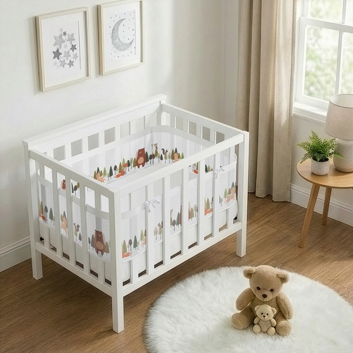 Woodland Animal Pals Collection Sweet Jojo Designs + BreathableBaby Breathable Mini Mesh Crib Liner - alt image 1
