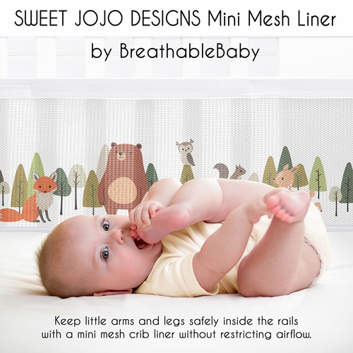 Woodland Animal Pals Collection Sweet Jojo Designs + BreathableBaby Breathable Mini Mesh Crib Liner - alt image 2