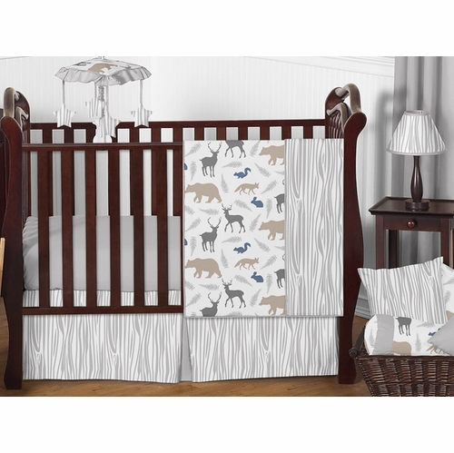 Woodland Animals 11 Piece Bumperless Crib Bedding Collection