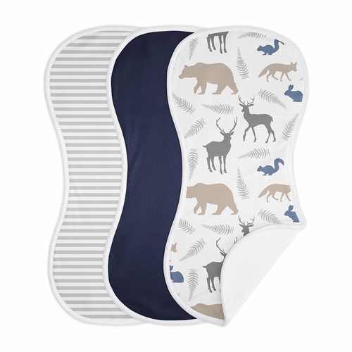 Woodland Animals Collection Absorbent Burp Cloths - 3 Pack Set