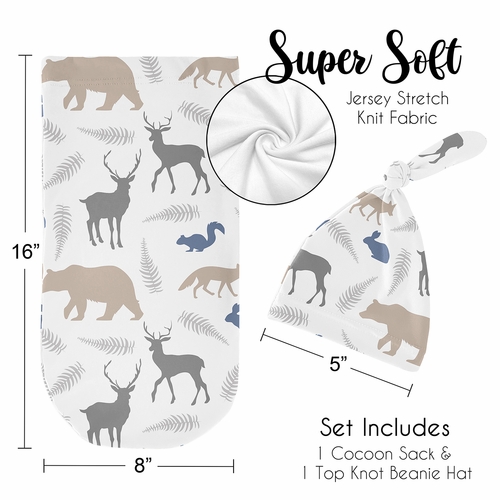 Woodland Animals Collection Baby Cocoon and Beanie Hat - 2 Piece Set - alt image 4