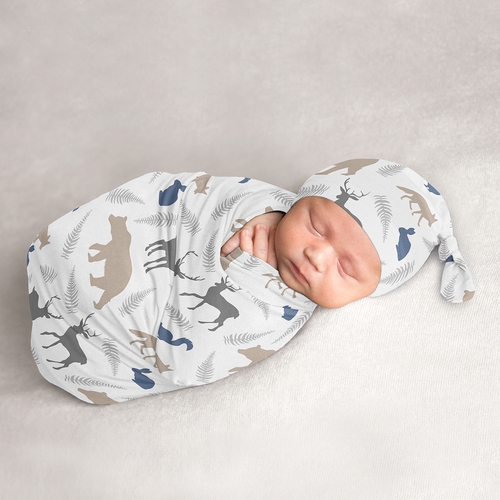 Woodland Animals Collection Baby Cocoon and Beanie Hat - 2 Piece Set