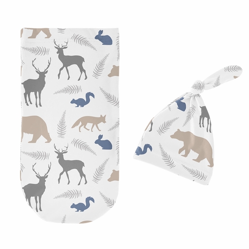 Woodland Animals Collection Baby Cocoon and Beanie Hat - 2 Piece Set - alt image 1