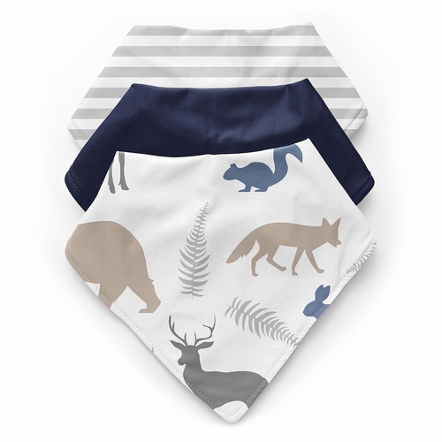 Woodland Animals Collection Fabric Bandana Baby Bibs - 3 Pack Set