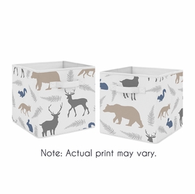 Woodland Animals Collection Foldable Fabric Storage Bins - Set of 2