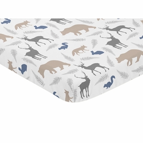 Woodland Animals Collection Mini Crib Sheet - Animal Print