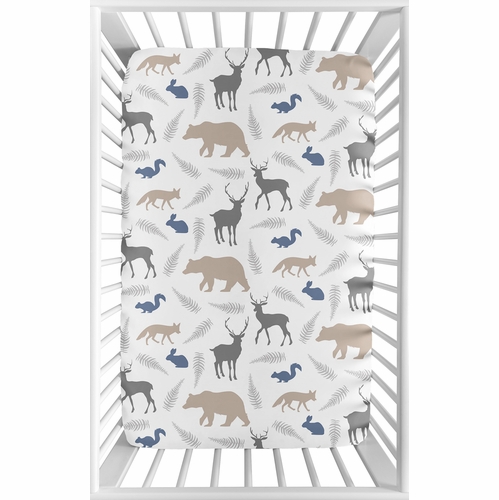 Woodland Animals Collection Mini Crib Sheet - Animal Print - alt image 1