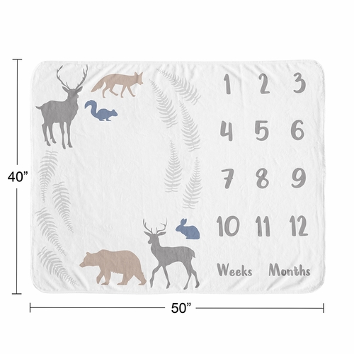 Woodland Animals Collection Monthly Milestone Baby Blanket - alt image 3