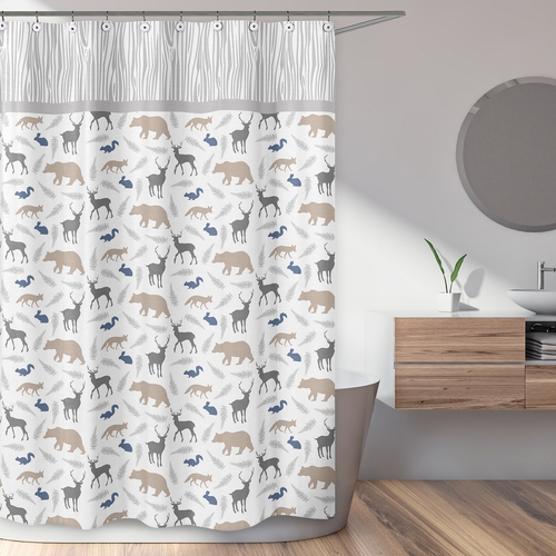 Woodland Animals Collection Shower Curtain - alt image 1