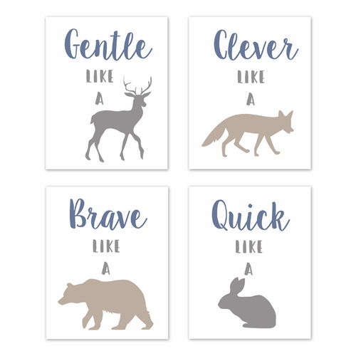 Woodland Animals Collection Wall Art Prints - Set of 4