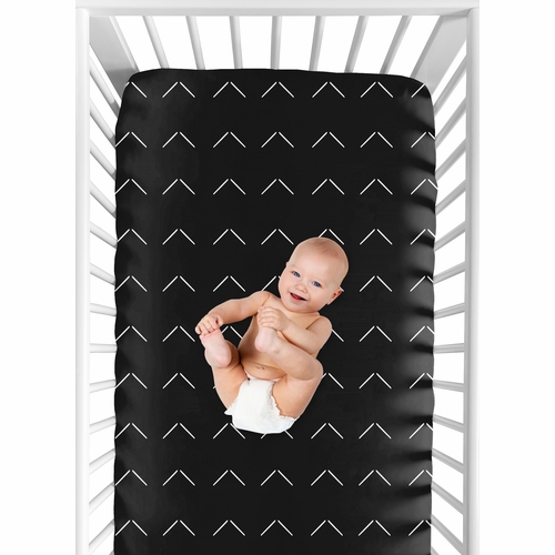 Woodland Arrow Black and White Crib Sheet - alt image 3