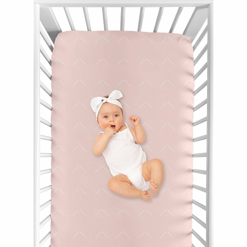 Woodland Arrow Blush Pink and White Crib Sheet - alt image 3